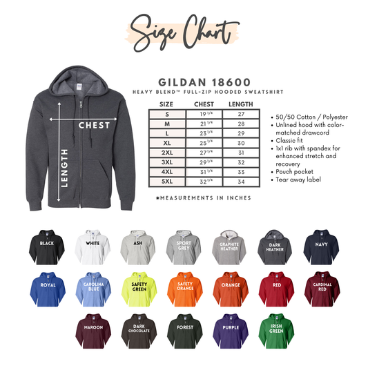 Zip Up- Gildan G186 2X-3X